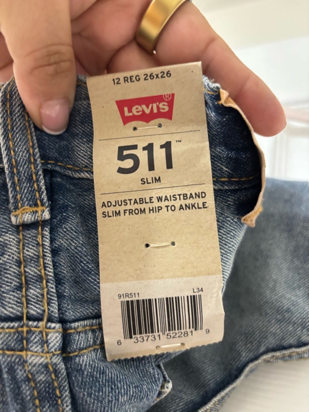 Levi's 511 Slim Jeans - Blue with Gold Stitching